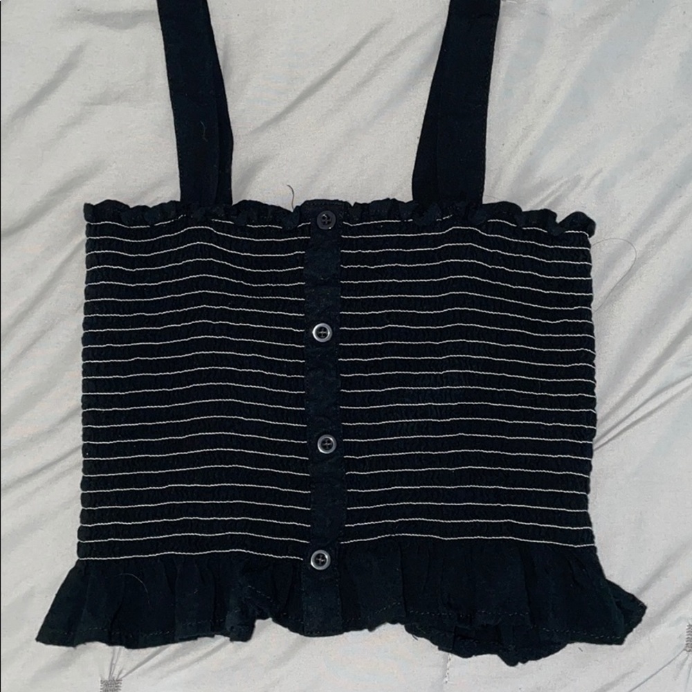 Navy blue and white crop top